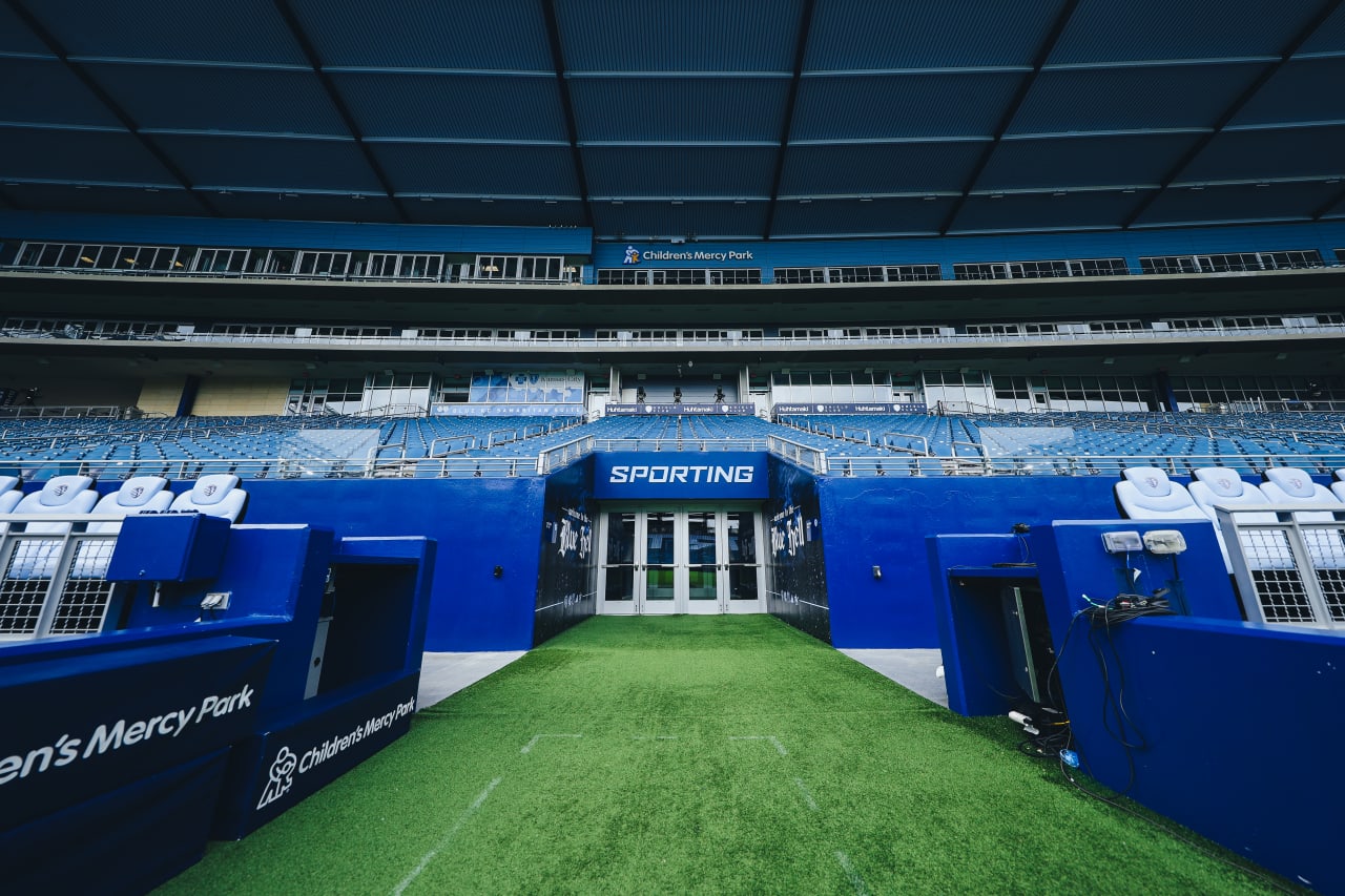 The Sporting KC tunnel sits ready for the game on the 30th.
