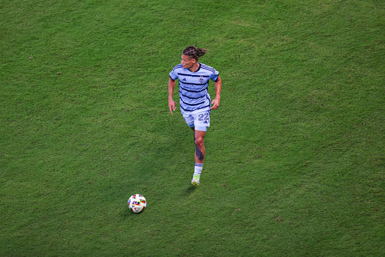 A bird's eye view. Defender Zorhan Bassong makes the play during the June 19 match against Real Salt Lake.