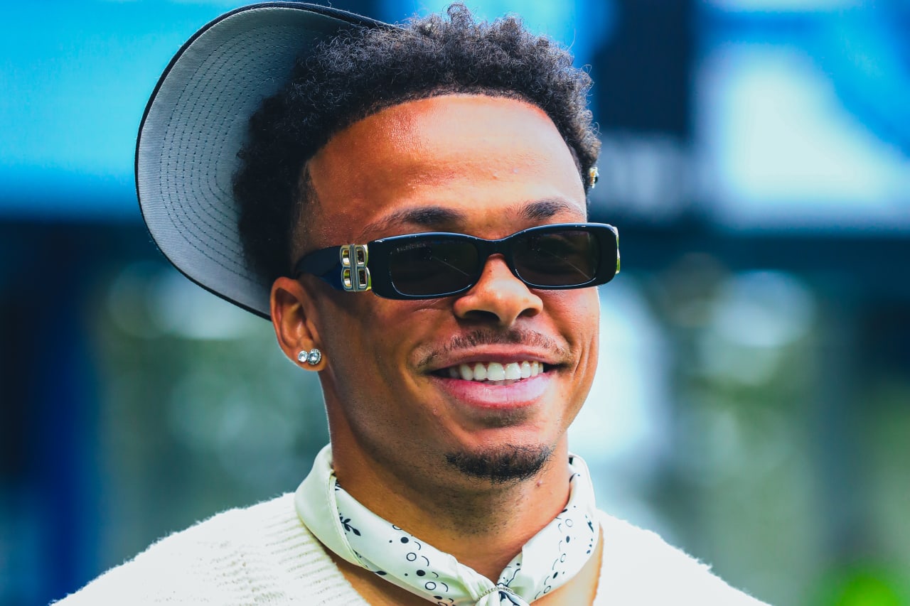 Sporting KC defender Logan Ndenbe walks into Children's Mercy Park before the game.