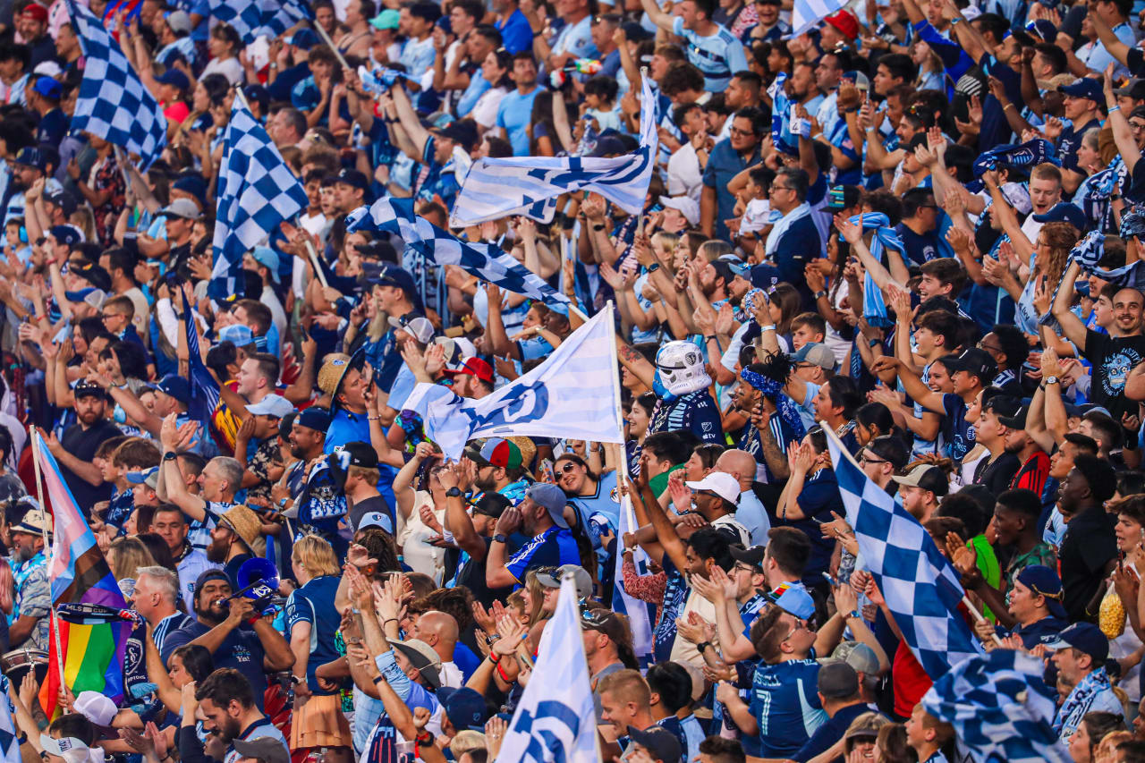 72,610 fans cheer on Sporting KC at GEHA Field at Arrowhead Stadium during the April 13 match against Inter Miami.