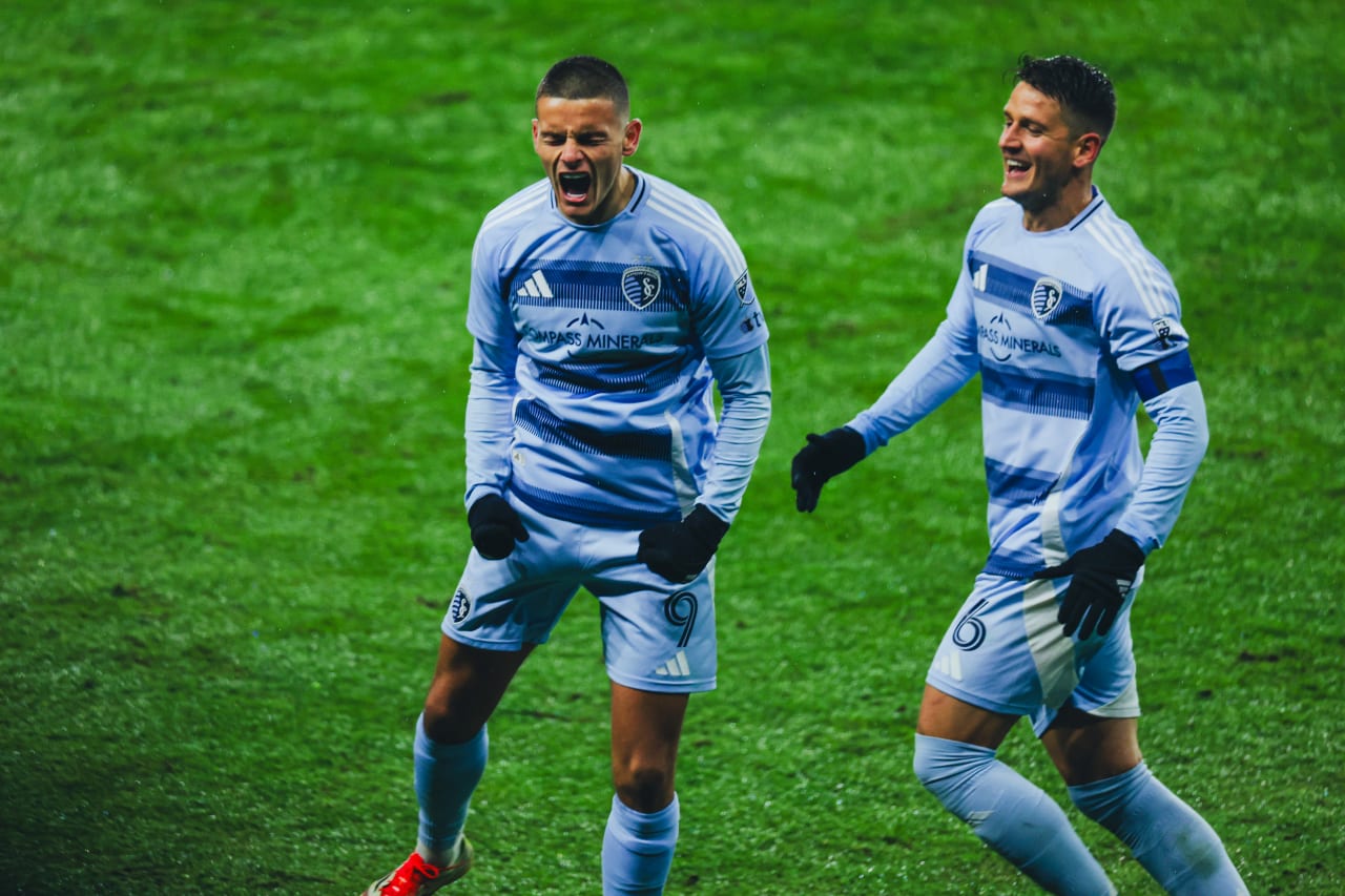 Sporting KC forward Dejan Joveljic passionately yells after scoring the third goal for SKC.