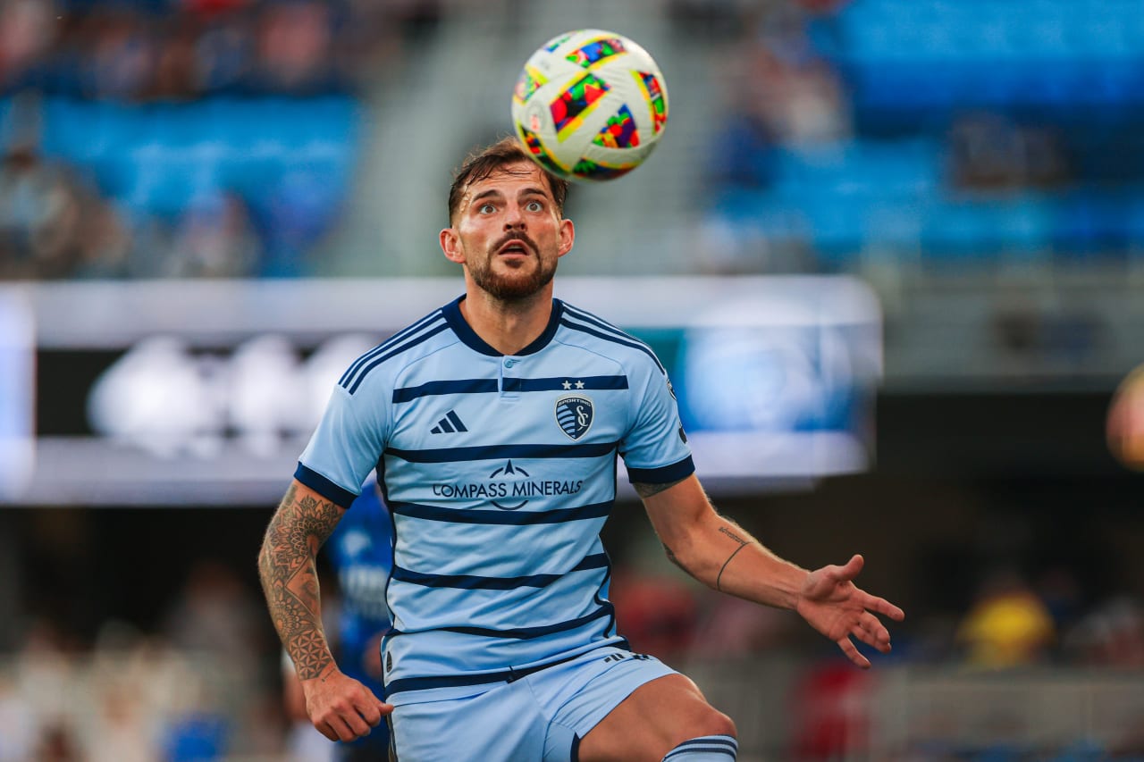 Defender Tim Leibild brings down the ball during the July 13 match against San Jose.