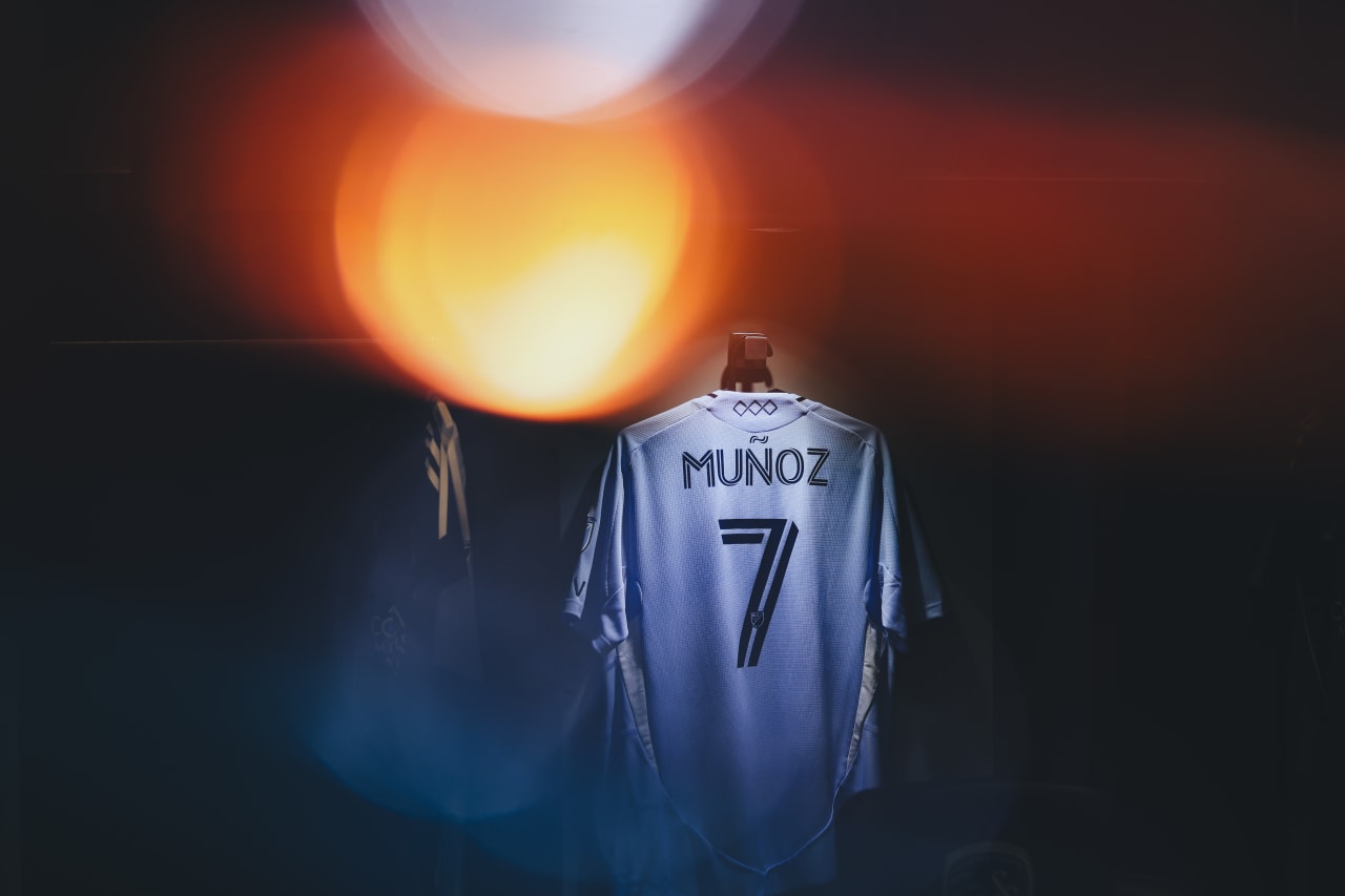 Sporting KC forwards Santi Munoz's jersey before the game vs Vancouver.