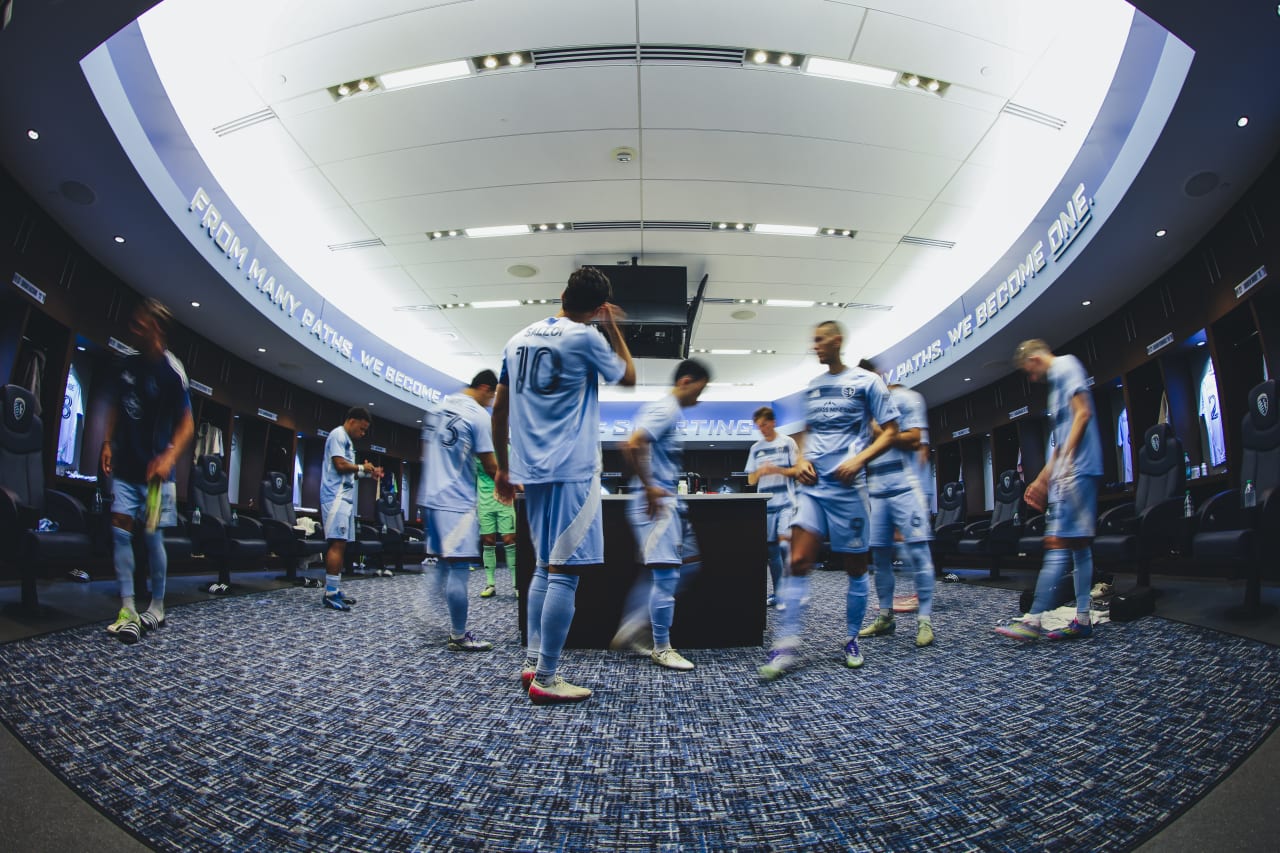 Sporting KC players walk around the locker room before the game vs New York City.