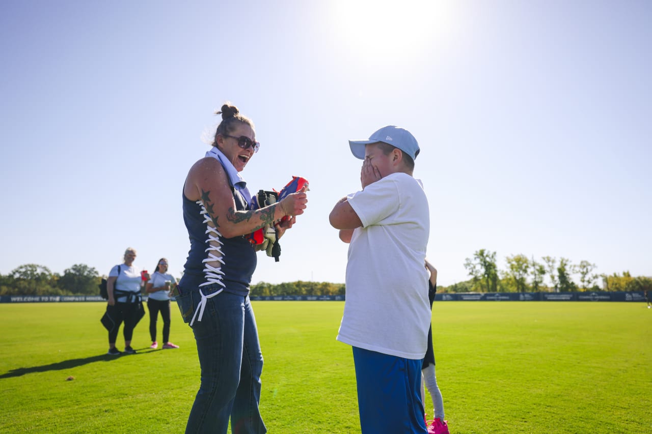 Miles Smith shares his excitement with his mom Rachel.