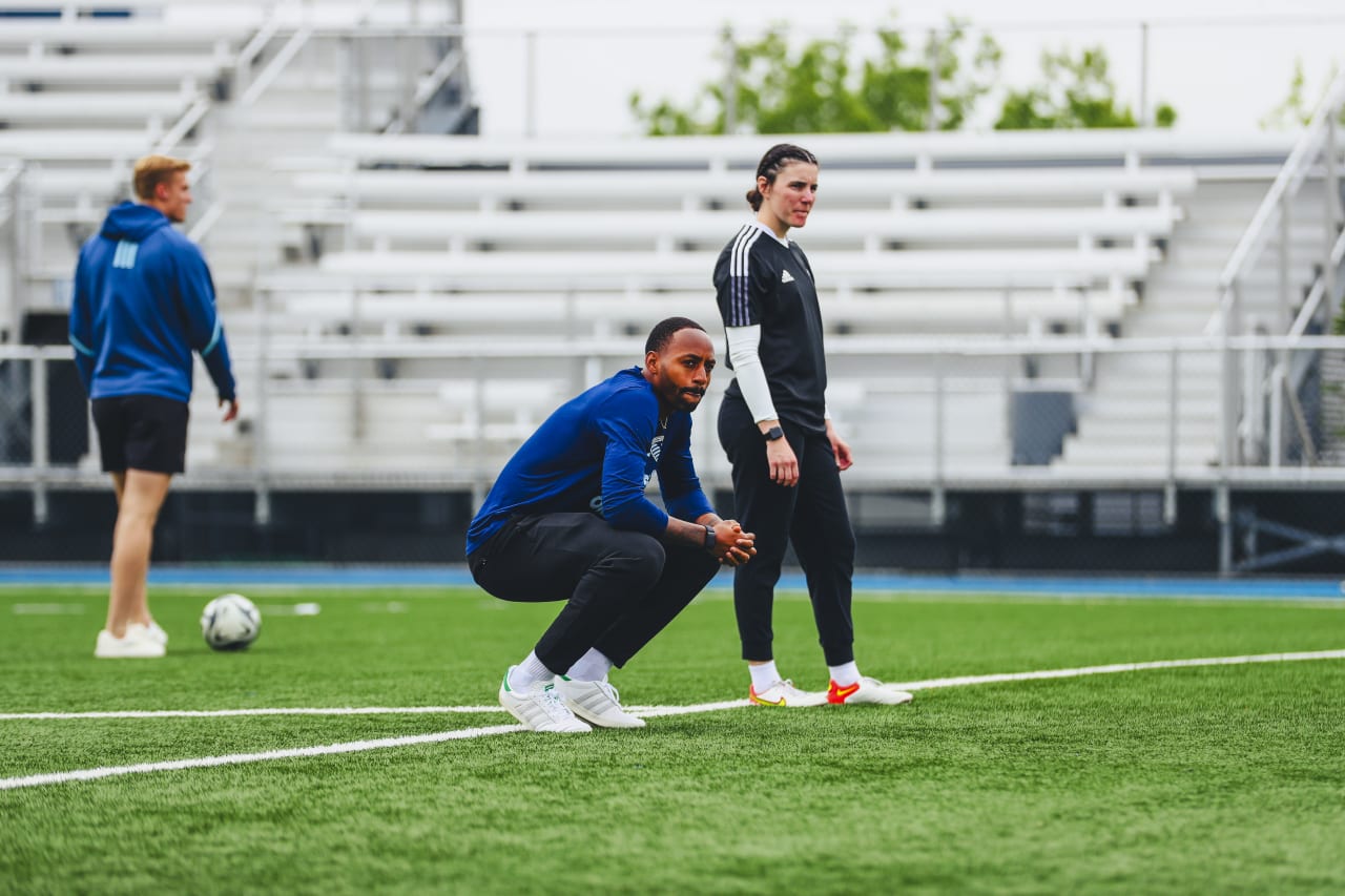 Team Ambassador Mason Toye and Coach Jen focus in on Unified Team tryouts.