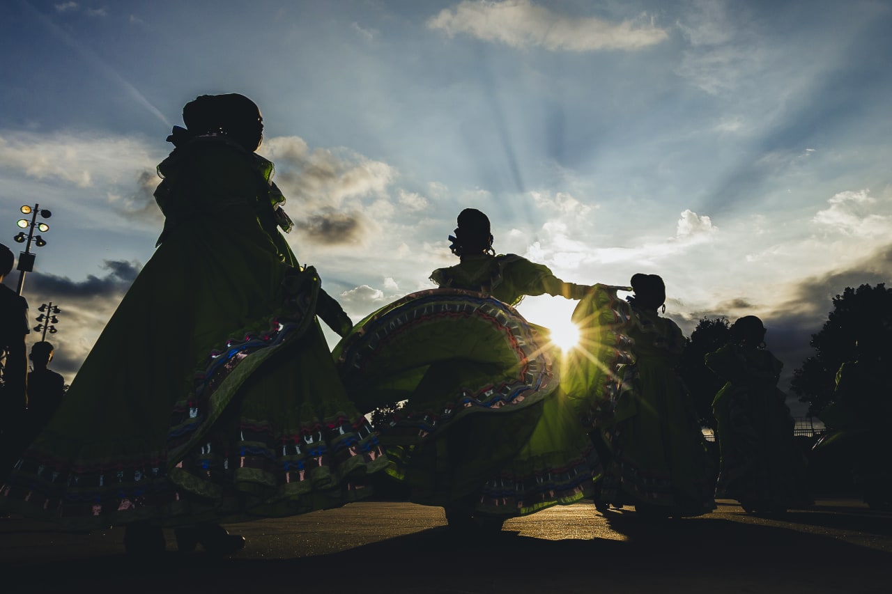 The Guadalupe Center's Aztec Folklórico Dance Team performs on the Mazuma Plaza before the game vs VAN.
