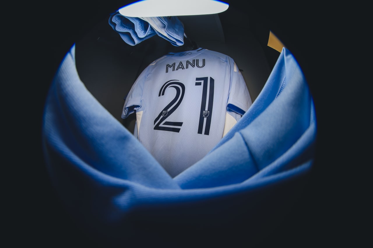 Sporting KC midfielder Manu Garcia's jersey before the game on the 4th
