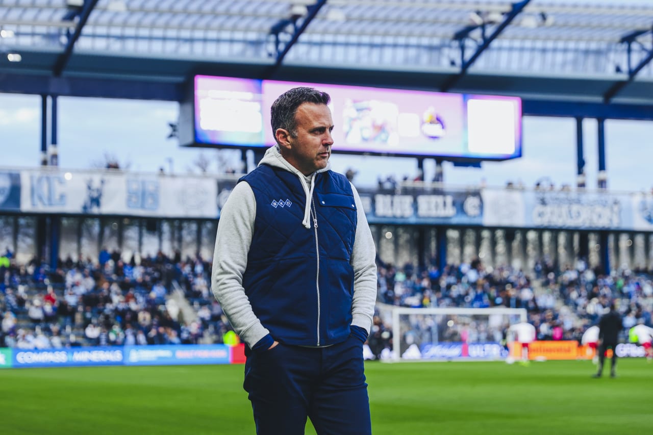 Kerry Zavagnin stands on the sideline before the game on Saturday.