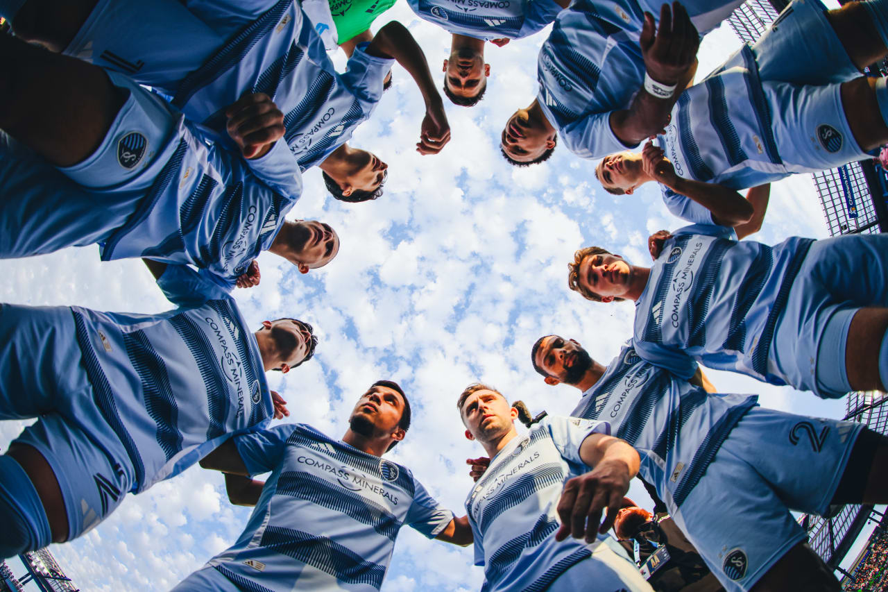 Sporting KC huddles before the game vs New York City.