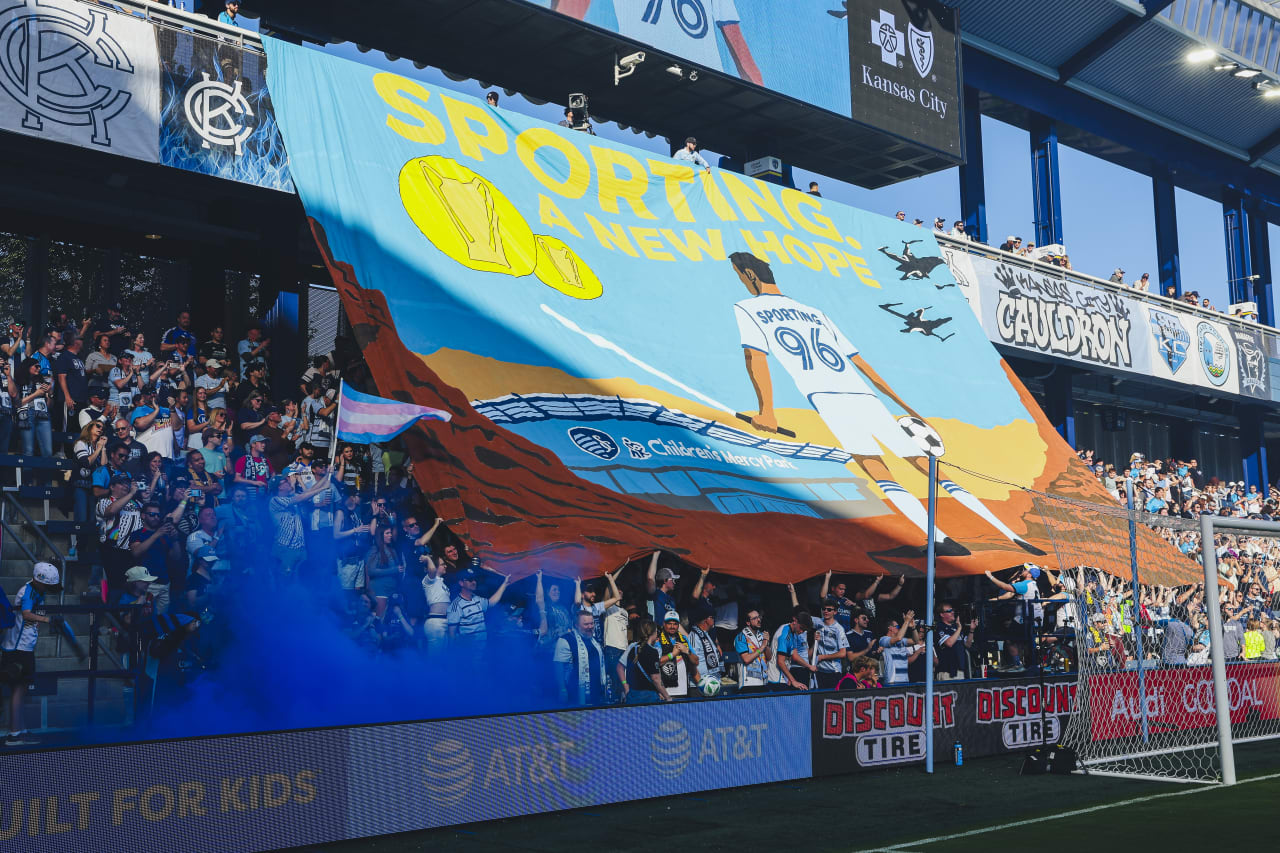 The Cauldron unveils their tifo pregame.