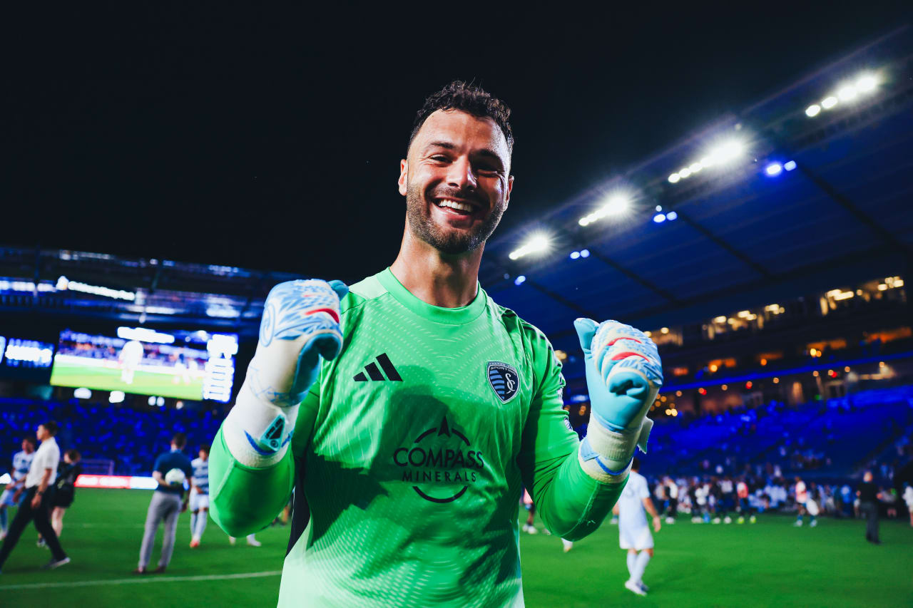Goalkeeper John Pulskamp celebrate the win against Charlotte FC.