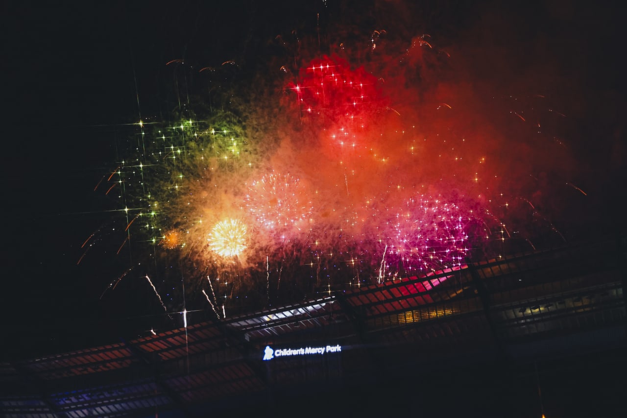 Fireworks explode over Children's Mercy Park after the game vs Real Salt Lake on the 28th.
