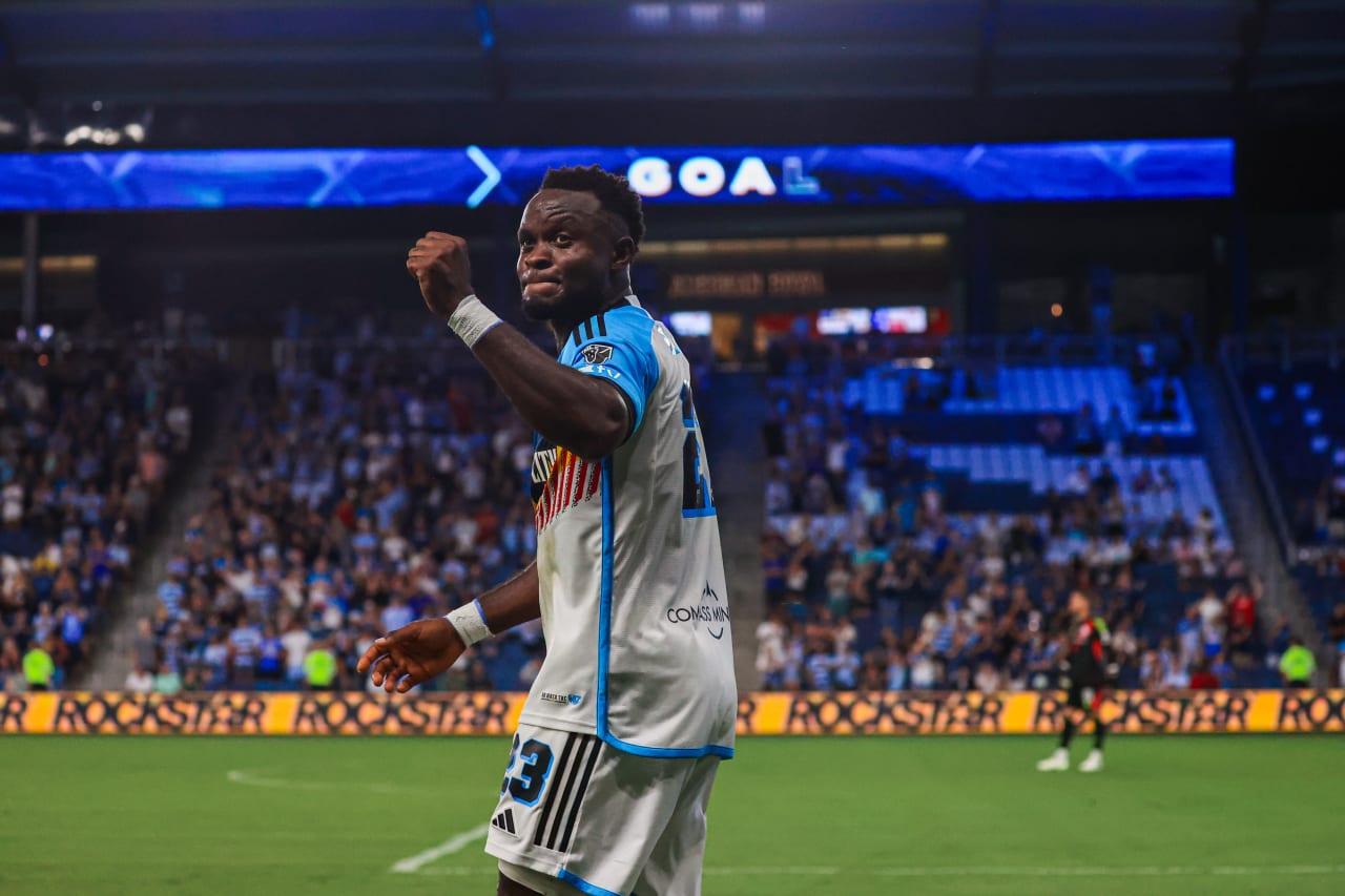 Forward, William Agada celebrates his goal during the Jul. 28 vs Chicago Fire.