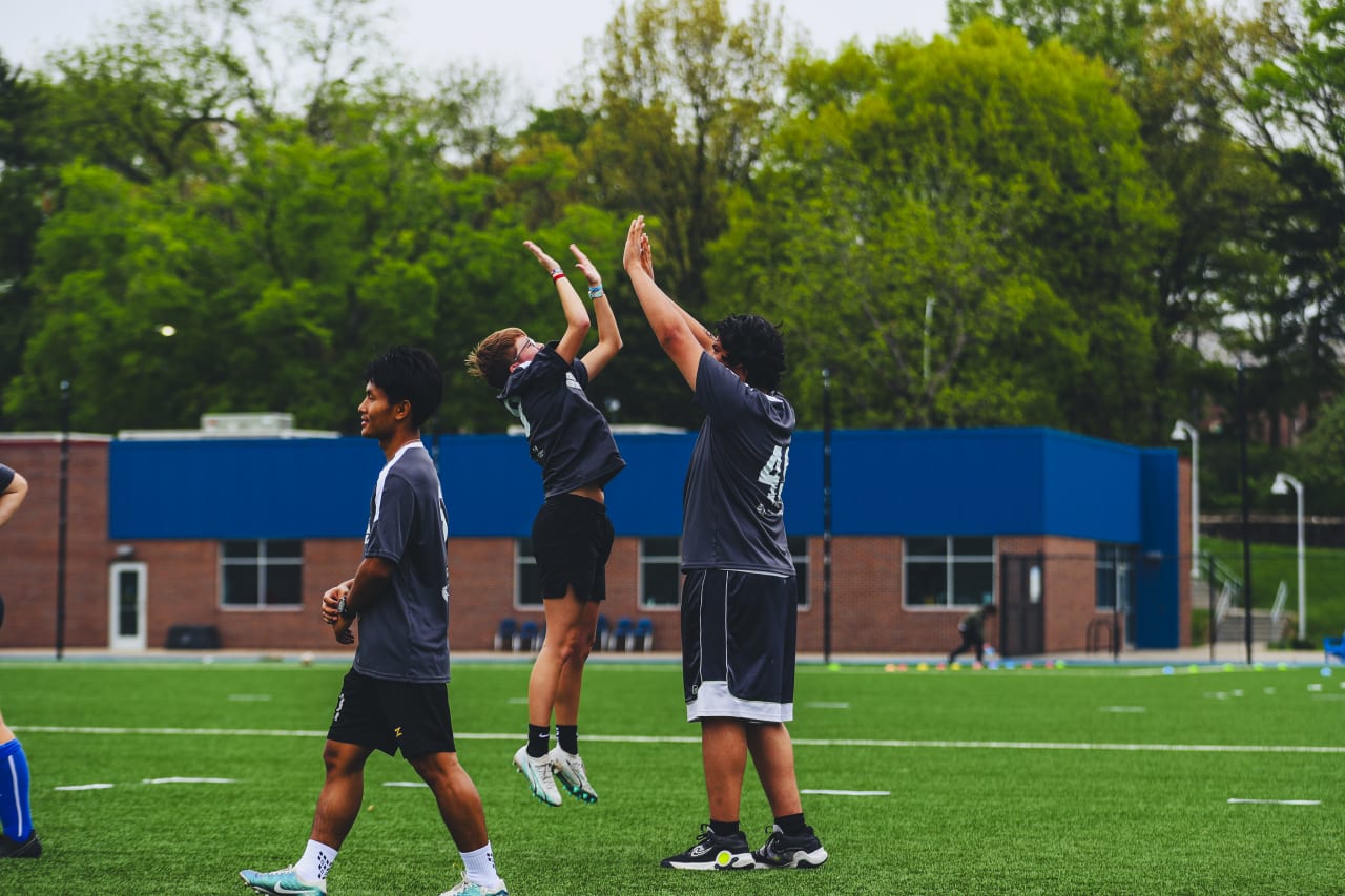 Players cheer each other on at  Sporting KC's Unified Team tryouts on April 27.