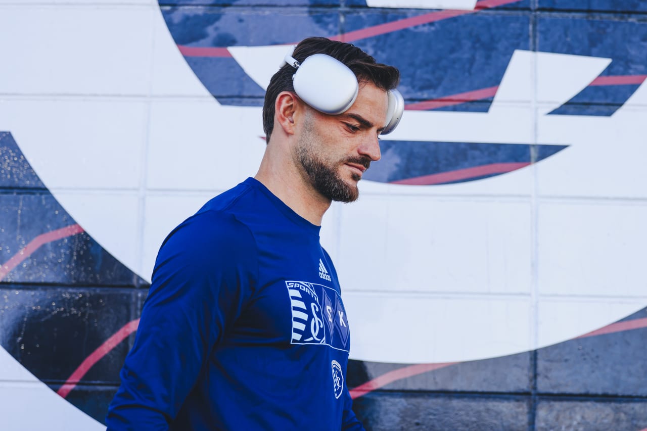 Sporting KC defender Tim Leibold walk into Dick's Sporting Goods Park