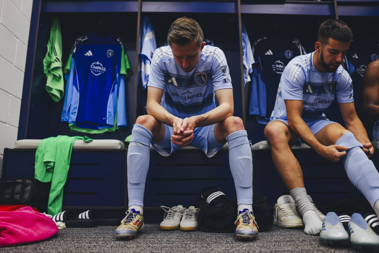 Sporting KC defender Andrew Brody locks in pregame on Wednesday