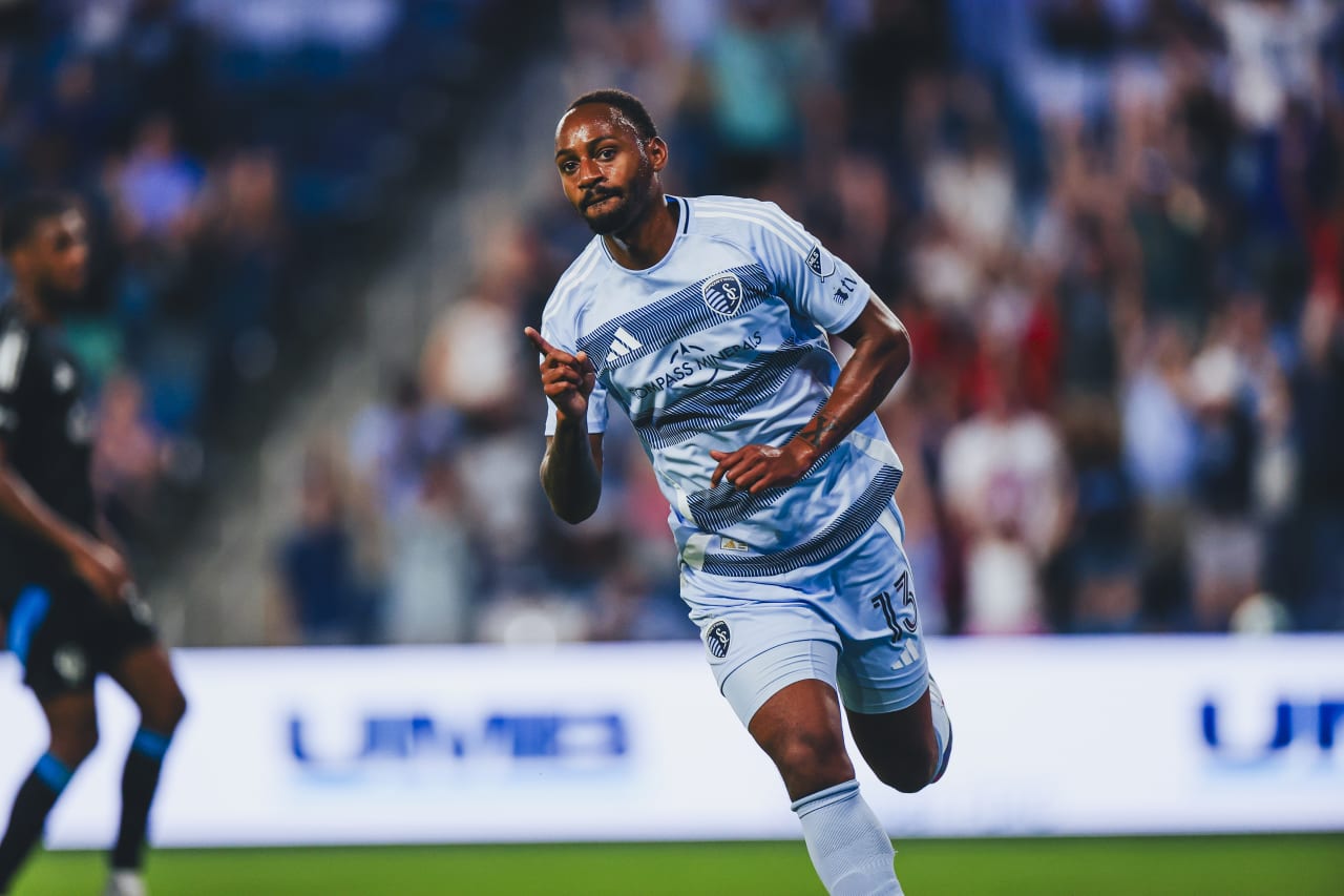 Mason Toye celebrates his goal on June 25 against Charlotte.