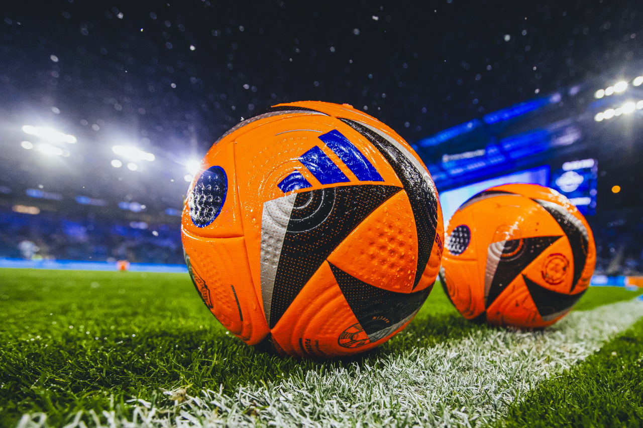 The harsh snowy conditions required an orange game ball for visibility.