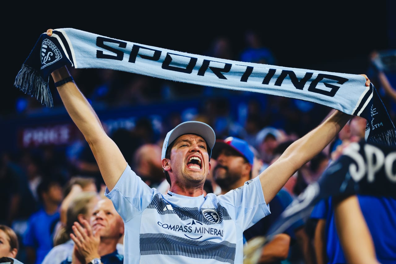 A Sporting KC fan celebrates the win over the Colorado Rapids.