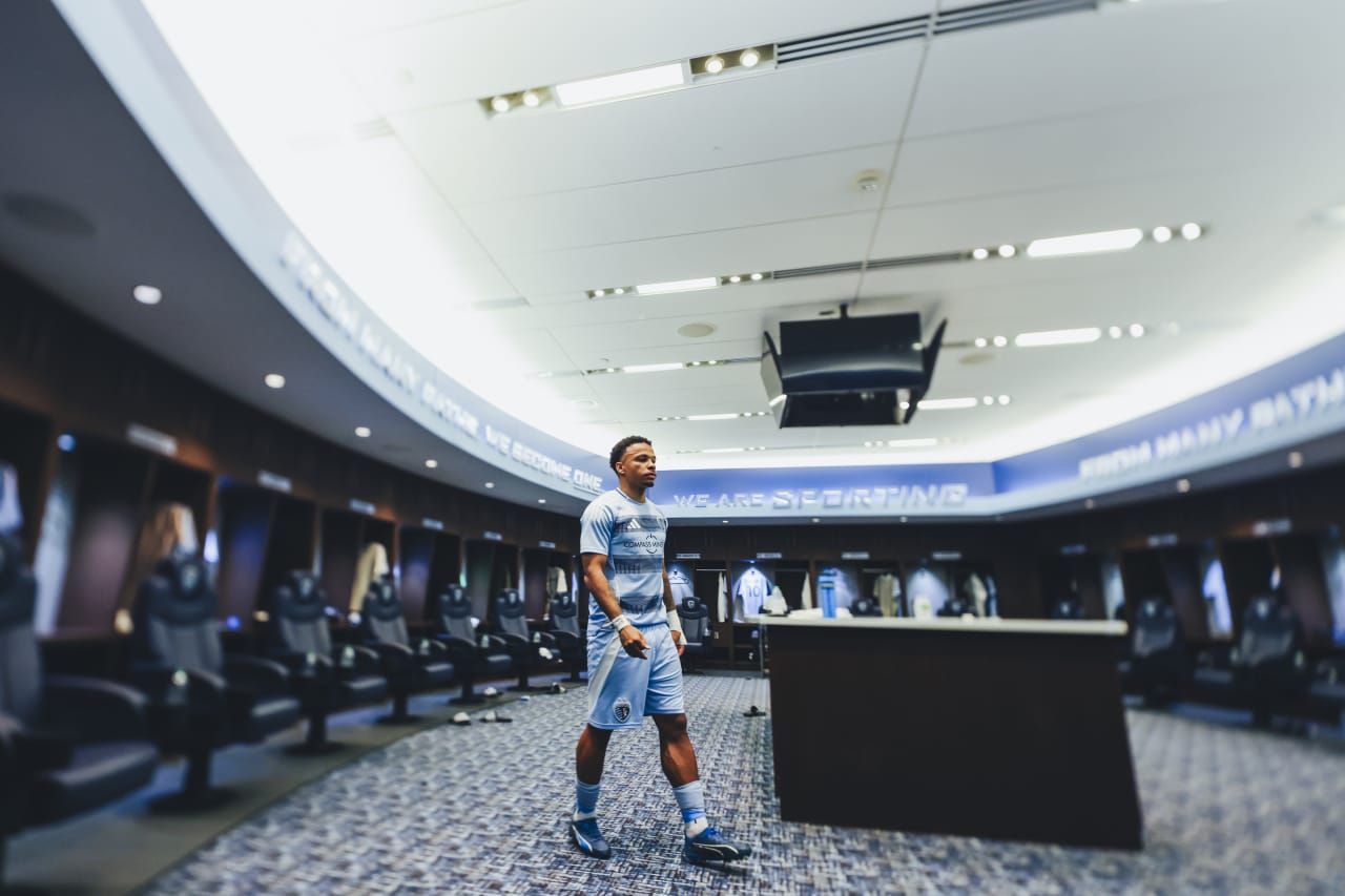 Defender Logan Ndenbe in the locker room ahead of the June 25 match against Charlotte FC.