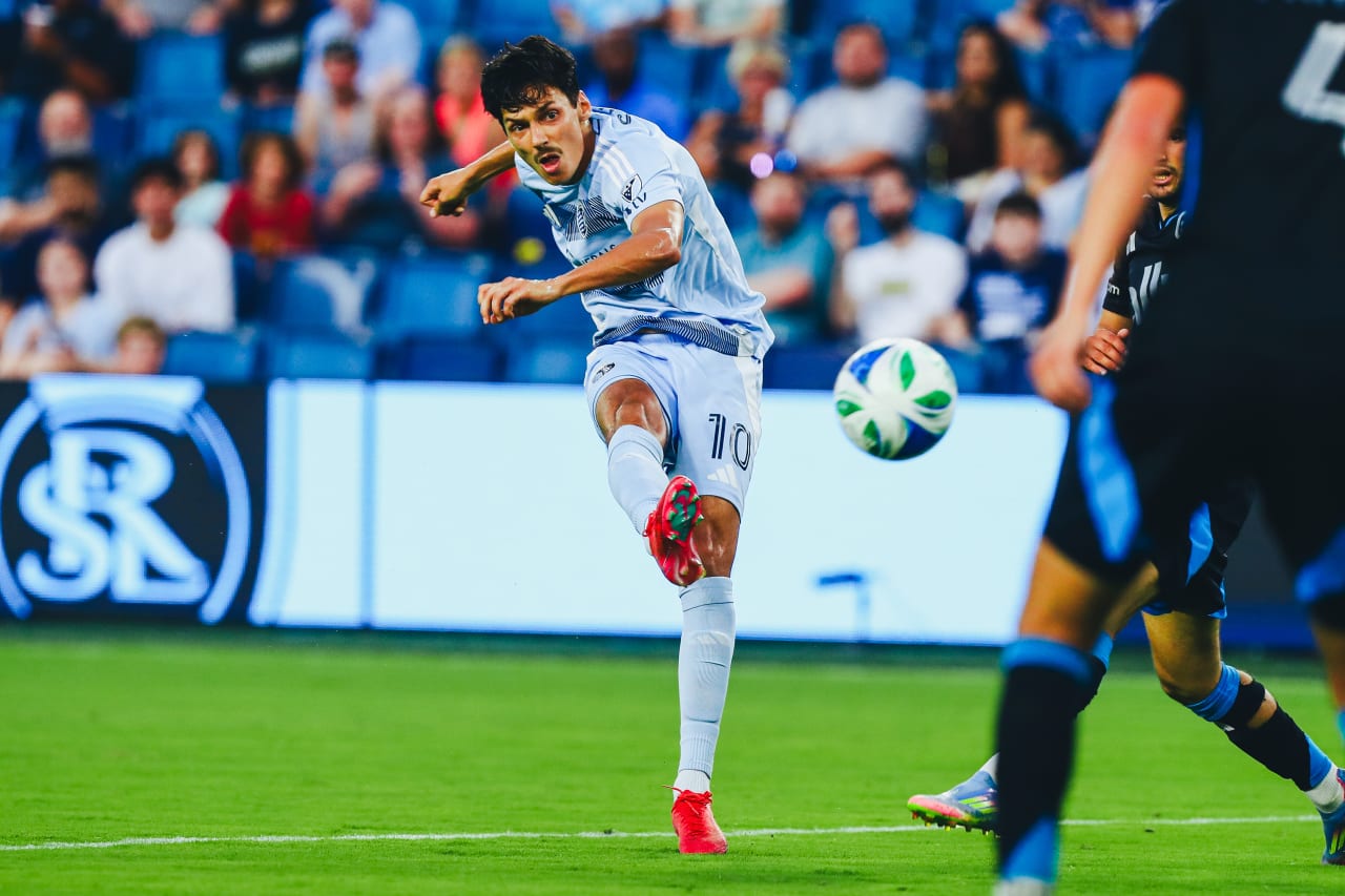 Forward Daniel Salloi takes a shot on June 25.