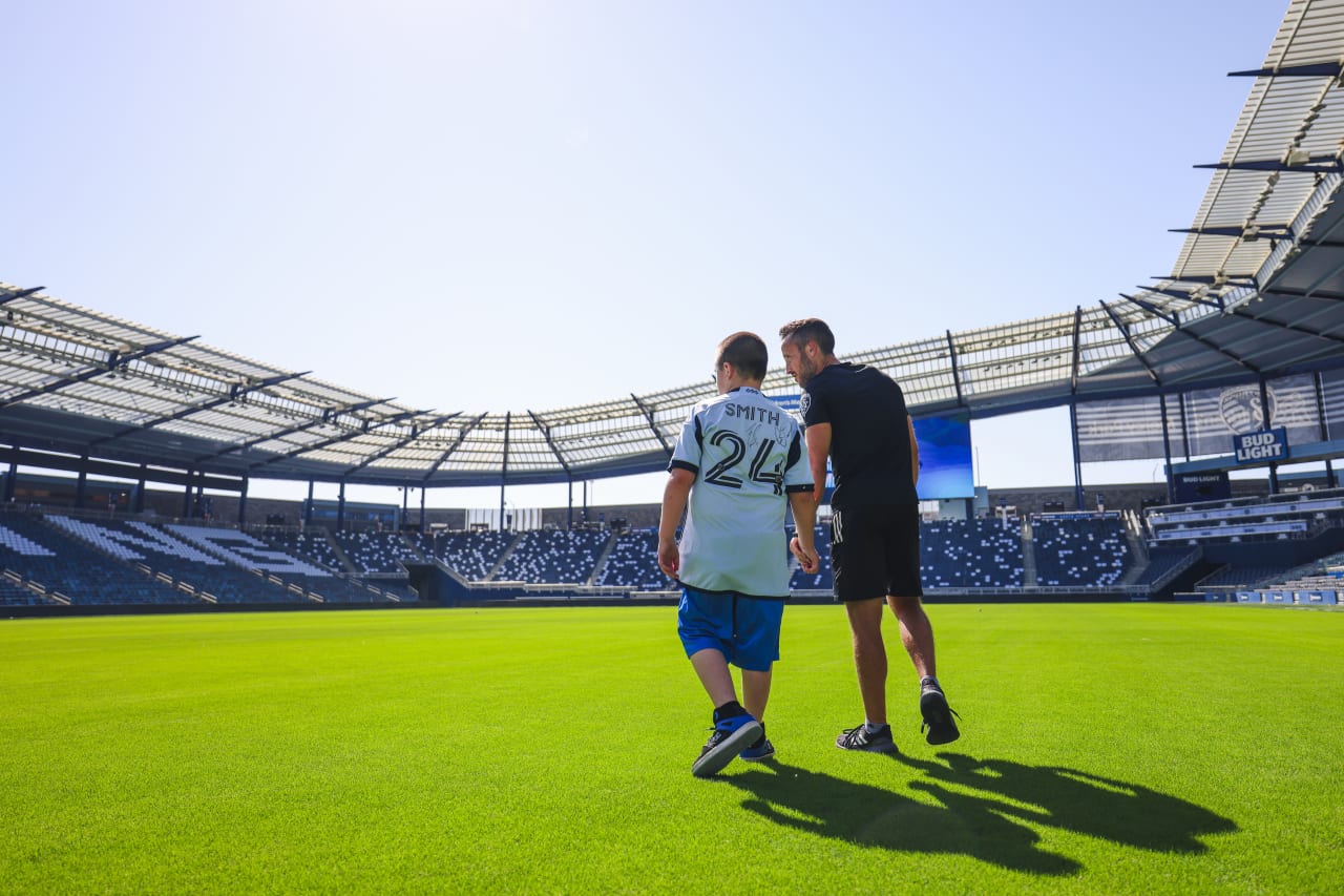 SKC Project Management Specialist, Sam Kovzan, gives Miles a tour of the stadium.