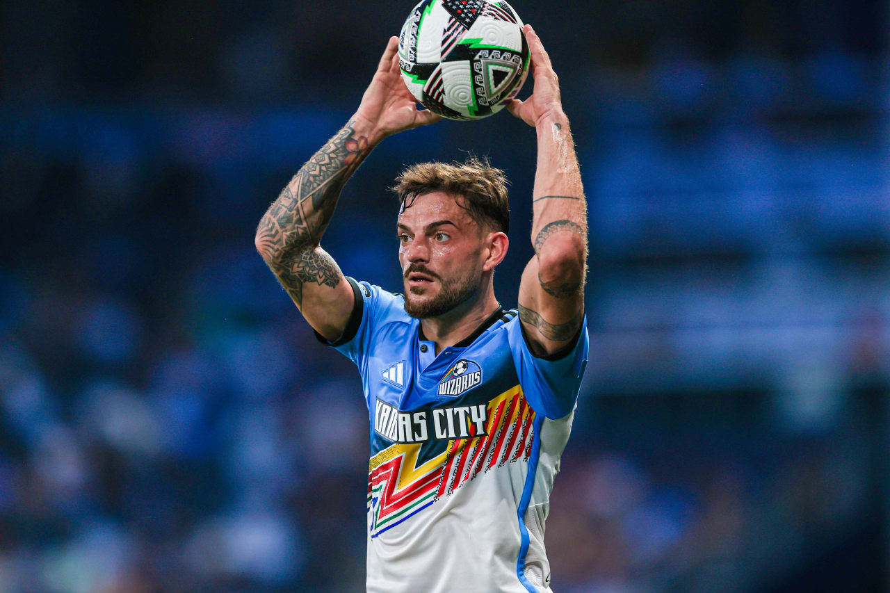 A throw in by defender Tim Leibold during the Leagues Cup match against Chicago Fire.