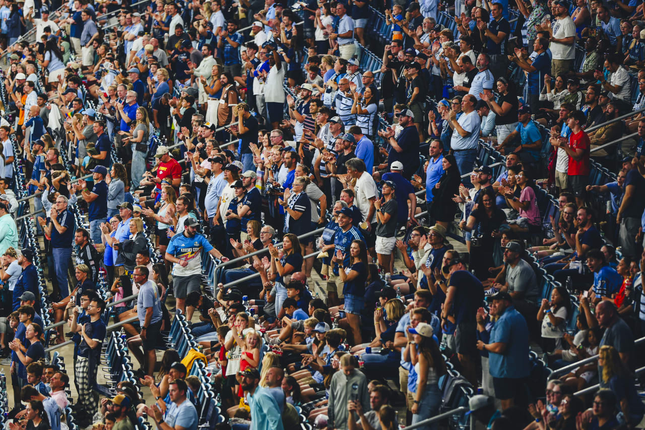 The crowd at Children's Mercy Park celebrates the go-ahead goal in the 75th minute.