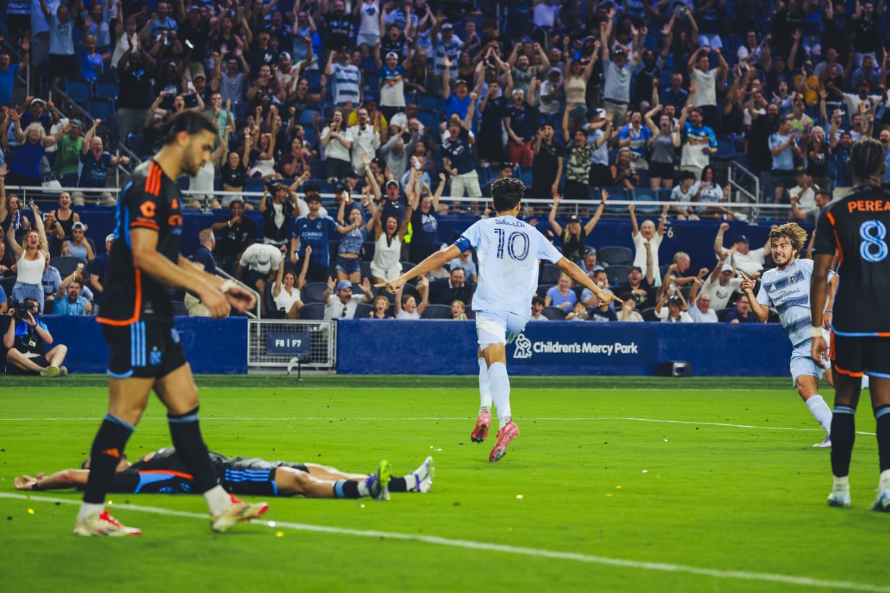 Sporting KC forward Daniel Salloi celebrates after scoring vs New York City.