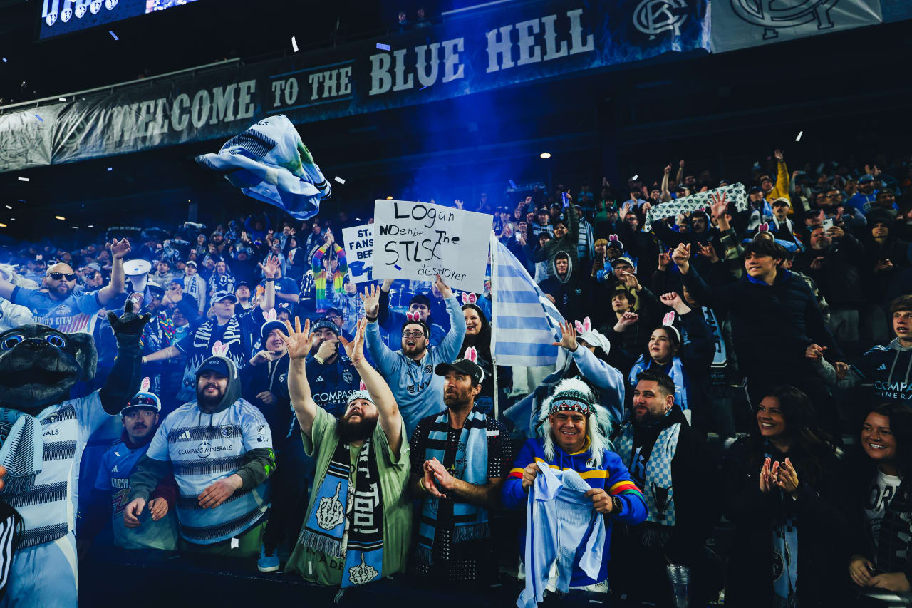 Sporting KC fans ask for players jerseys after the win vs St. Louis